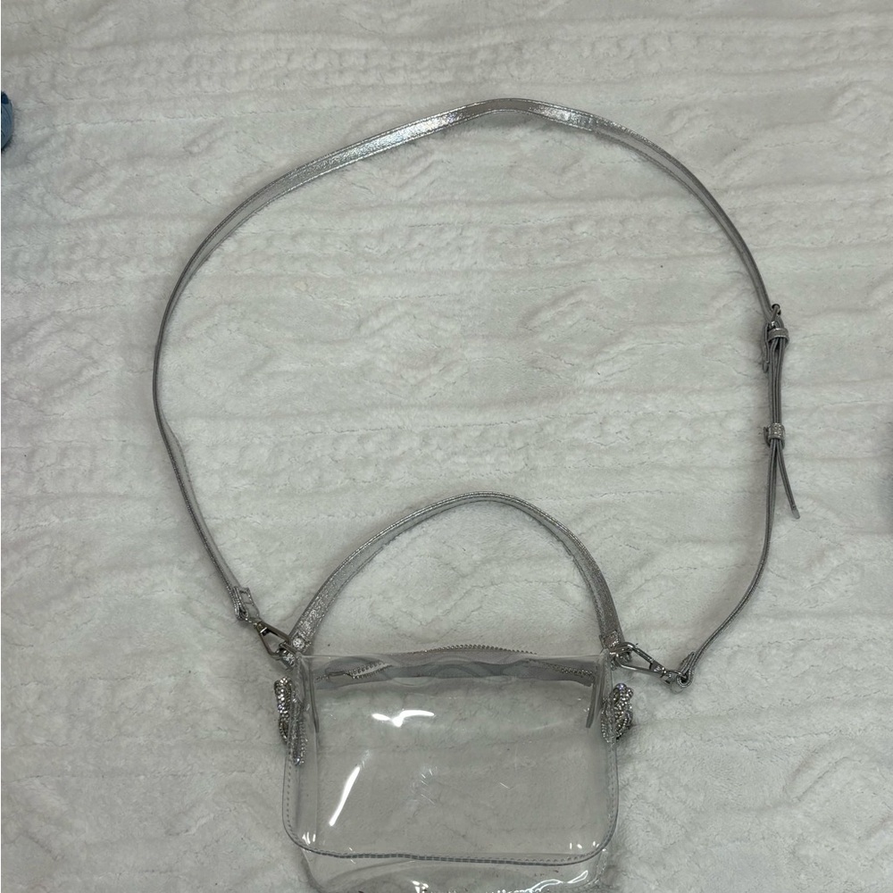 Small Transparent Crossbody Bag with Silver Accents